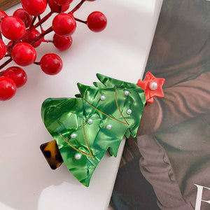 CHRISTMAS TREE SANTA SNOWMAN HAIR CLAW CLIPS