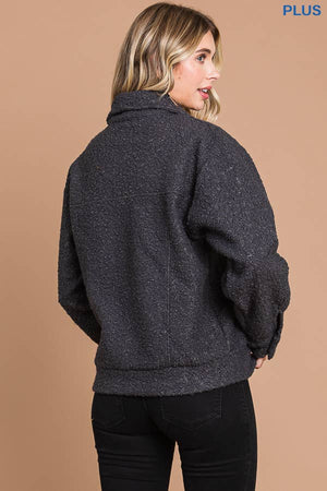 Boucle' Teddy Trucker Jacket in Charcoal