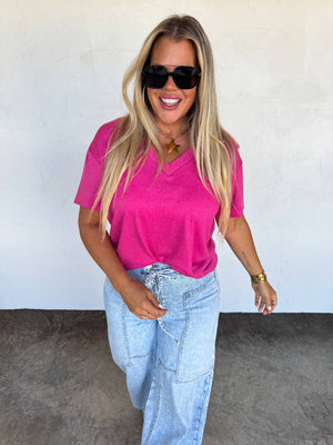 SADIE SOFT & SLOUCHY BOYFRIEND TEE: BROWN