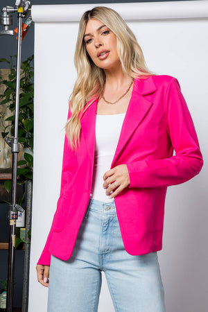 Ponte One Button Blazer in Slate Blue