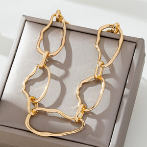 Gold Artisanal Hammered Organic Link Necklace