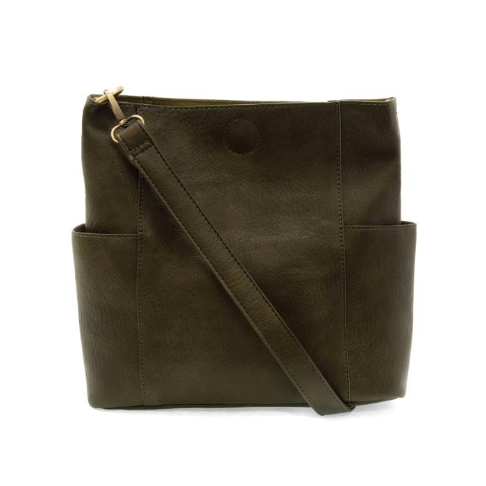 Joy Susan Kaleigh Side Pocket Bucket Bag - Dark Moss