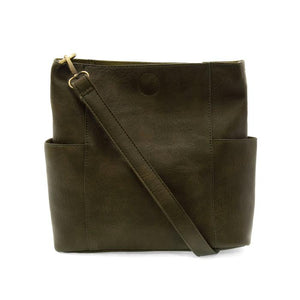 Joy Susan Kaleigh Side Pocket Bucket Bag - Dark Moss
