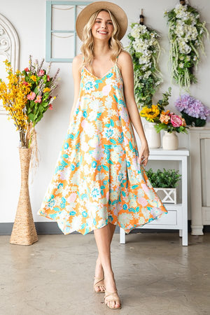 Tropical Vibes V-Neck Midi Dress  in Jade