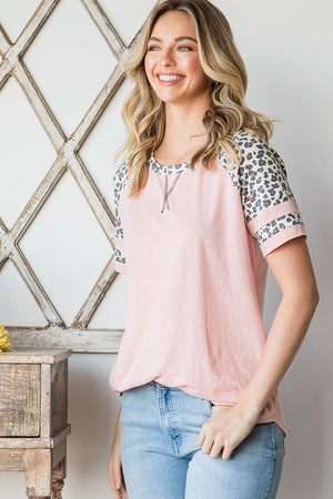 Varsity Wild Child Raglan Tee in Salmon