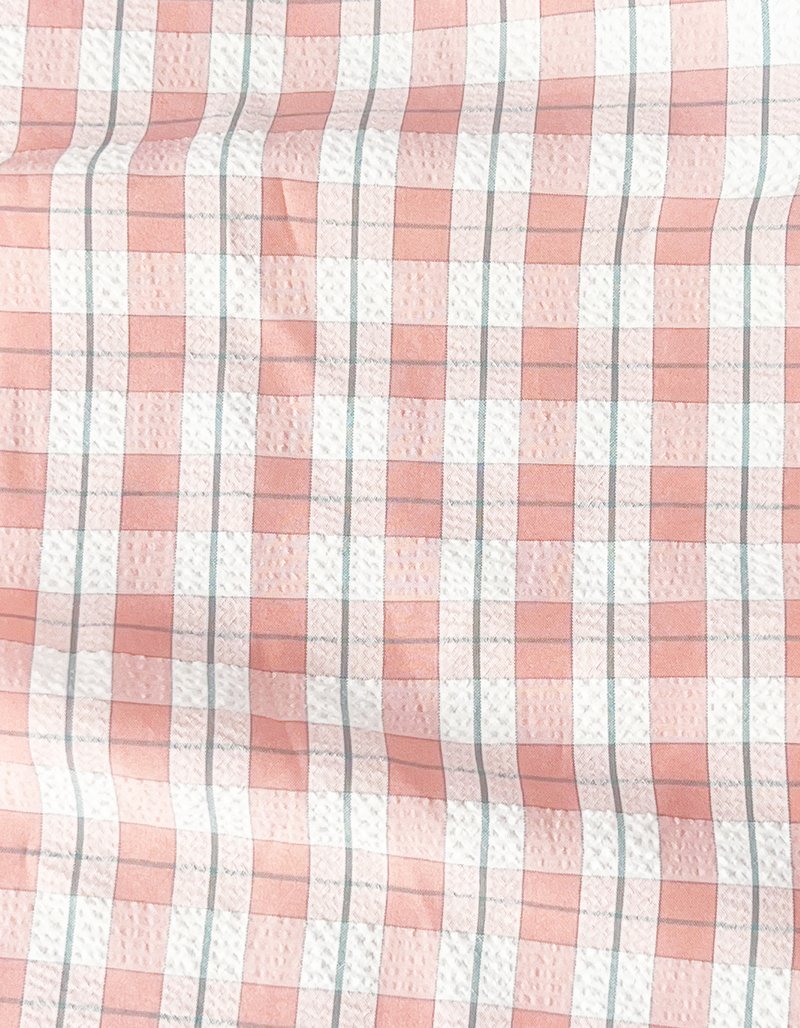 Coral Plaid Blouse