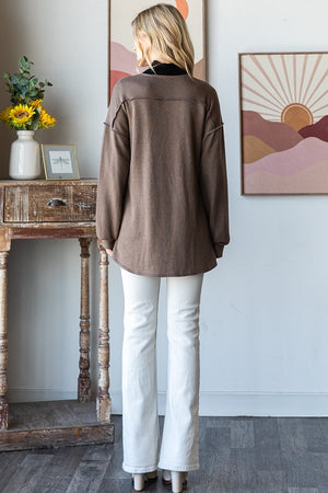 Sweatshirt Caridgan with Unfinished Scalloped Hem