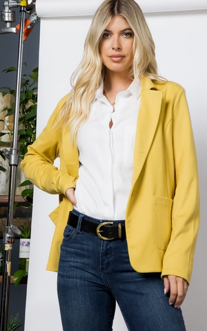 Ponte One Button Blazer in Sunflower Yellow