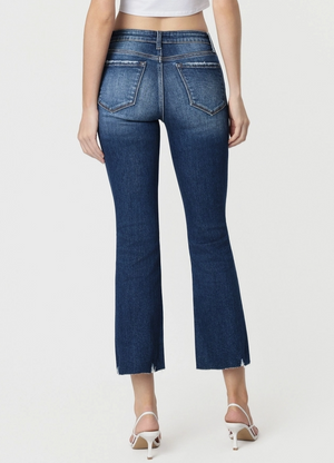 Lovervet Mid Rise Cropped Mini Bootcut Jeans in Darkwash