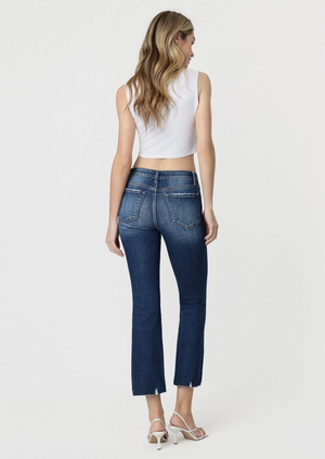 Lovervet Mid Rise Cropped Mini Bootcut Jeans in Darkwash