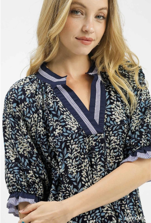 Midnight Garden Contrast Top