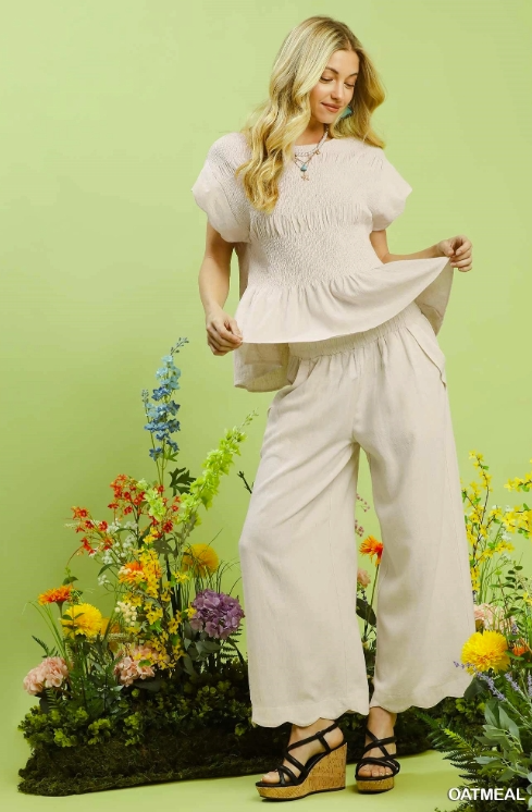 Coastal Breeze Scallop Wide Leg Pant