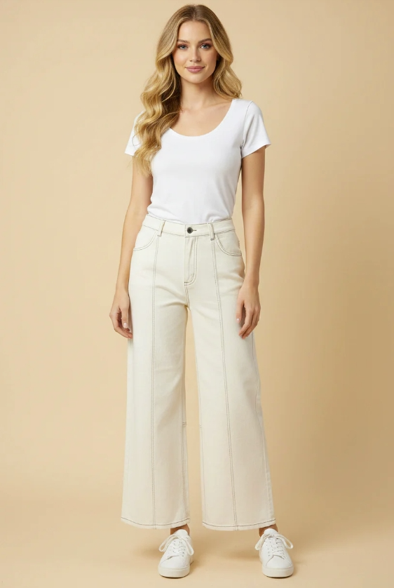 Stitch Detail Soft Staight Leg Pants