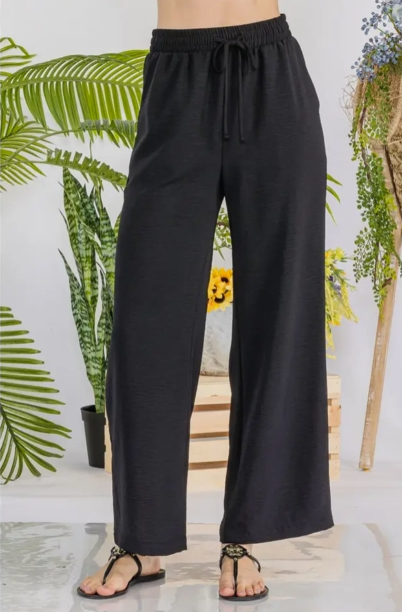 Coastal Breeze Wide Leg Pant in Black