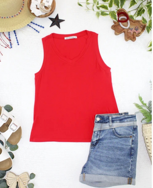 Red Noelle V-Neck Tank