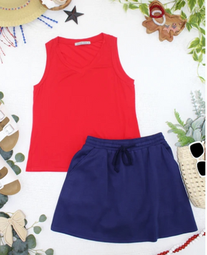Red Noelle V-Neck Tank