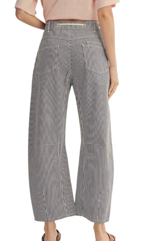 Striped Barrel Leg Denim