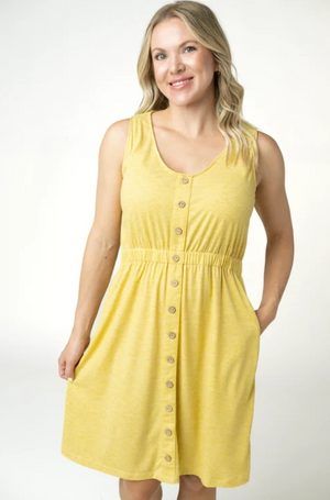 The Beverly Button Dress in Harvest Gold