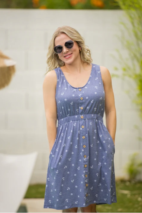Anchors Away Button Dress