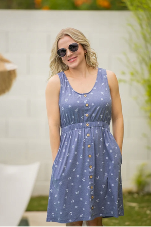 Anchors Away Button Dress