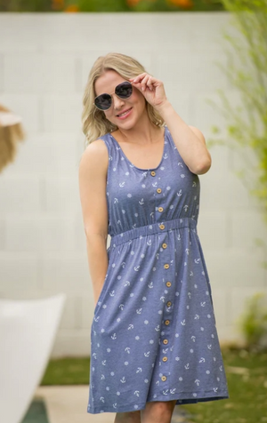 Anchors Away Button Dress