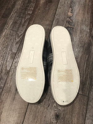 Keep Me Cozy Black & White Plaid Fur Slip on Sneakers