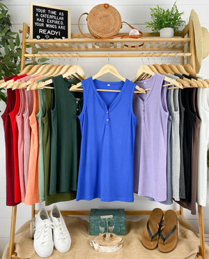Addison Henley Tank - Evergreen